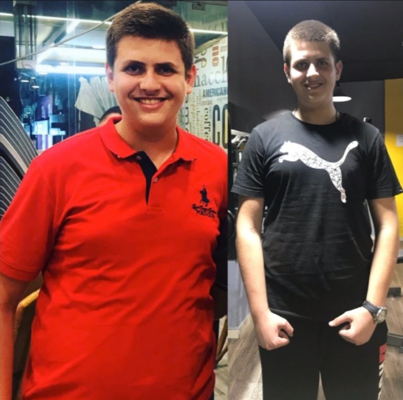 Client before and after, sustainable weight loss